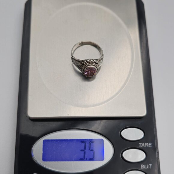 Size 7 Sterling Silver Brilliant Oval Pink Cubic Zirconia Ring A3154 - Picture 9 of 9